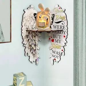 Angel Wings Wall Decor, Wooden Butterfly Heart Wings Corner Shelf Memorial Shelf Home Wall Decor Valentines Day Gift