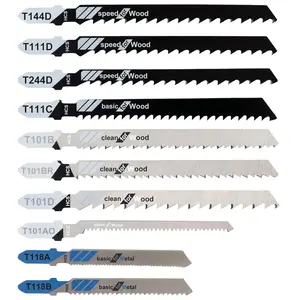 10 Piece Jig Saw Blades, Assorted T-Shank jig Saw Blades for Wood, Metal and Plastic Cutting(T111D, T101AO, T101BR, T101D, T101B, T118A, T118B, T144D, T244D,T111C)