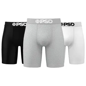 PSD Men's Neutrals Solids Boxer Brief 3 Pack - Standard Length 7 Inch Inseam, Soft and Breathable Cotton Blend Fabric Menswear