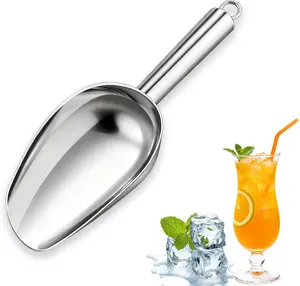 Stainless Steel Ice Scoop 6oz Small Metal Scooper for Ice Machine Freezer Kitchen Food Bar Durable & Easy to Use