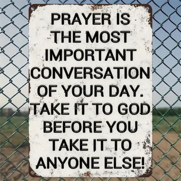 Heartwarming "Take It To God First" Daily Faith Wall Art - 8x12 Inch Distressed White Prayer Graphic Picture, Peaceful Home Office & Study Room Accent