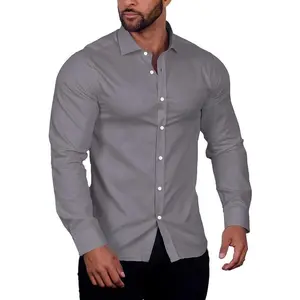 COOFANDY Men's Muscle Fit  Shirt Wrinkle Free Long Sleeve Button Down Shirt - For Business/Work Casual Classic Cotton Fabric Menswear Tops Classy Elastic Pants Plaid Slim Fit Stylish Collar