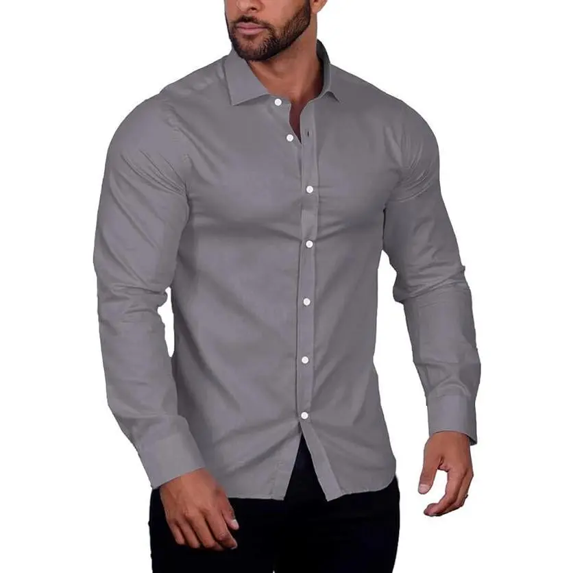 COOFANDY Men's Muscle Fit  Shirt Wrinkle Free Long Sleeve Button Down Shirt - For Business/Work Casual Classic Cotton Fabric Menswear Tops Classy Elastic Pants Plaid Slim Fit Stylish Collar