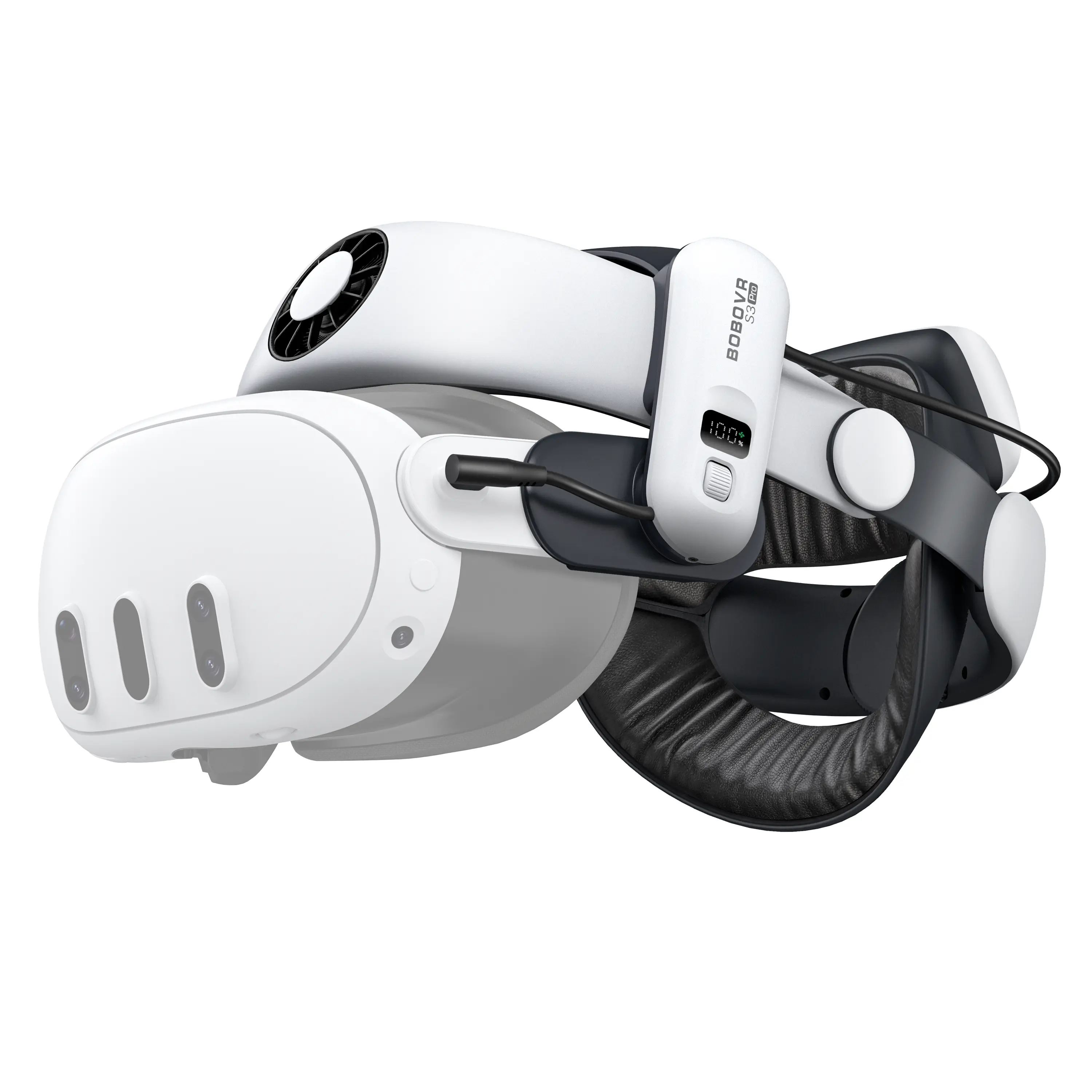 BOBOVR S3 Pro VR Battery Head Strap with 10000mAh Hot-Swappable Rechargeable Detachable Battery & Adjustable Cooling System,  MetaOculus Quest 3/3s Wearable Accessory Comfort strap Extended Playtime,father'sdaygifts