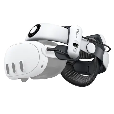 BOBOVR S3 Pro Wearable VR Battery Strap - 10000mAh Magnetic Swap USB-C Rechargeable, Detachable Parts, 2x Power, 100-Level Adjustable Cooling System, 3.5 mm Jack, VR Accessories for Meta Quest 3/Meta Quest 3s Gaming Comfort Extension
