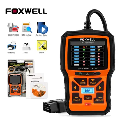 FOXWELL NT301Plus OBD2 Diagnosegerät Auto Batterietester 2-in-1, KFZ Diagnosegerät Für Alle