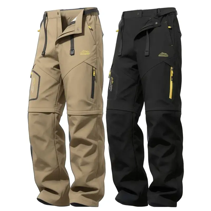 Men’s detachable two-section outdoor shell pants – straight-leg hiking pants with multiple zippered pockets, suitable for hiking and camping, mountain travel, fishing activities, and everyday workwear looks