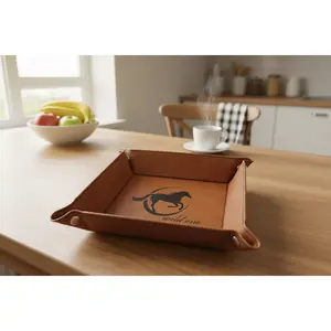 Leatherette Snap-Up Catch-All Valet Tray - 6" x 6"