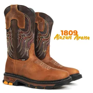 Mens 1809 Alazan Tan Work Boots Comfortable and Durable Ranch Botas de Trabajo Soft Toe