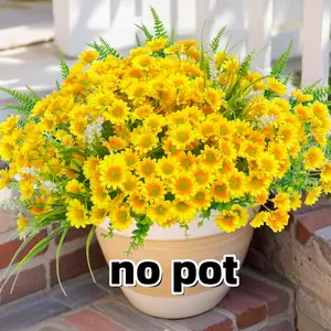 Artificial Daisy Flowers for Outdoor Decor, UV Resistant Fake Silk Mums, 24 Bundles for Porch Garden Yard, Spring Summer Fall
