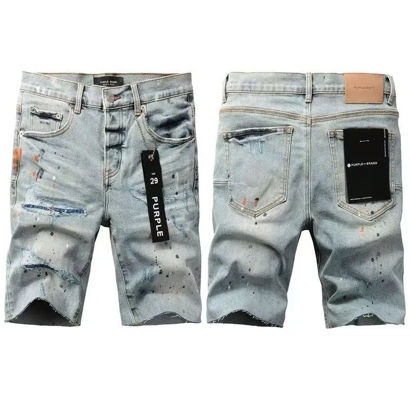 2025 Men's Purple Denim Shorts High Quality Fashion Trend Streetwear Slim Fit Denim Shorts