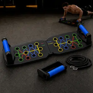 28-in-1 Foldable Push Up Board Gym Equipment, Color-Coded Muscle Exerciser with Resistance Bands & Handle Grips, Strength Training Accessory for Home Workouts (1 Pack) Home Gym Station Home Gym System