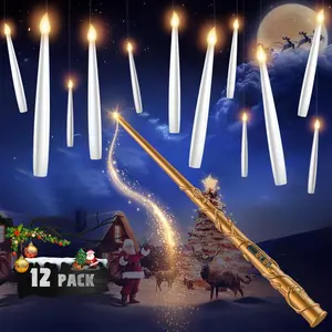 Floating Candles with Wand - 12 Pack Christmas Decorations Magic Flameless Candles Flickering Warm Light LED  Candle Remote,  Operated Candles for Christmas Outdoor Indoor Party Decor