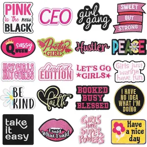 20 count Phrase Iron on Patches Hot  Patches for Hats Girls Power Embroidered Sew on Patch for Girls Women Jackets Backpacks Clothing DIY Accessories