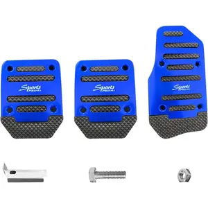 3PCS Non-Slip Car Pedal Pads, Manual Gearbox Gas Pedal Brake Pedal Cover, Aluminum Alloy Brake Gas Clutch Pedal Kits, Universal Replacement Accessories for Car SUV ATV (Blue&Manual)