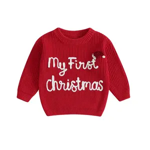 Baby Christmas Outfit Boy Girl First Christmas Sweater Infant Toddler Knit Ugly Sweaters Fall Winter Clothes