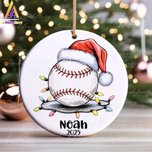 Baseball Santa Hat Lights Wrapping Paper Christmas, Custom Name Sport Lover Gift Wrap, Fun Holiday Gift Wrap for Kids and Teens