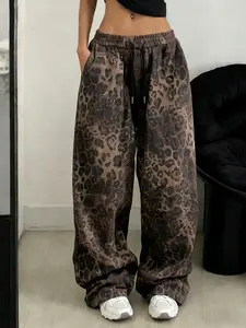 Women's Elegant Casual Leopard Print Fitted Pants, Casual Lounge Pant, Casual Fashion Pants, Perfect for Spring Summer Fall, Unique Style, Comfortable and Stylish Womenswear