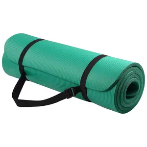 Fitvids 1/2-Inch Thick High Density Exercise Yoga Mat, Carrying Strap, Green