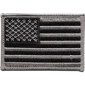 Black Silver - US Flag Sew On Patch