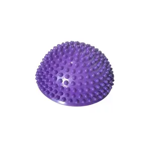Half Balance Training Ball - Small PVC Semi-Round Stability Trainer with Textured Surface for Core Workouts, Foot Massage, Balance & Coordination Exercises  | Purple, Core Workout, Textured Grip