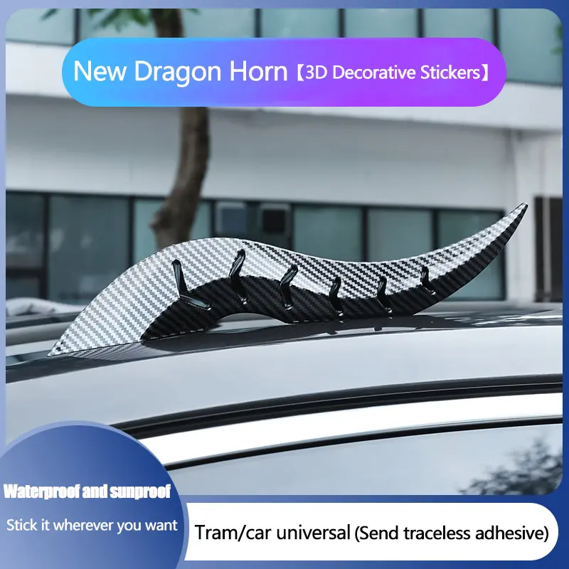 Universal Car Roof Decoration 3D Dragon Horn Decal Sticker, Car Decals, No Drilling Adhesive Installation, Fits Roof Tailgate Engine Hood, Creative Exterior Accessories, Automotive Accessories