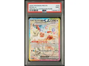2025 Pokemon Scarlet and Violet Prismatic Evolutions Special Illustration Rare Eevee Ex #167 PSA 9