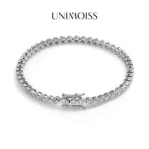UniMoiss 2mm VVS D Color Moissanite Tennis Bracelet for Women Men With Giftbox
