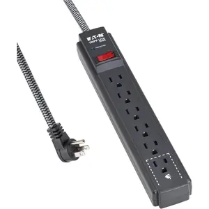 Eaton Tripp Lite Series 6-Outlet Surge Protector Power Strip, Flat Plug 25ft Braided Extension Cord, 1500 Joules, 15A Circuit Breaker, Lifetime Manufacturer's Warranty & $10,000 Insurance (TLP625DB)