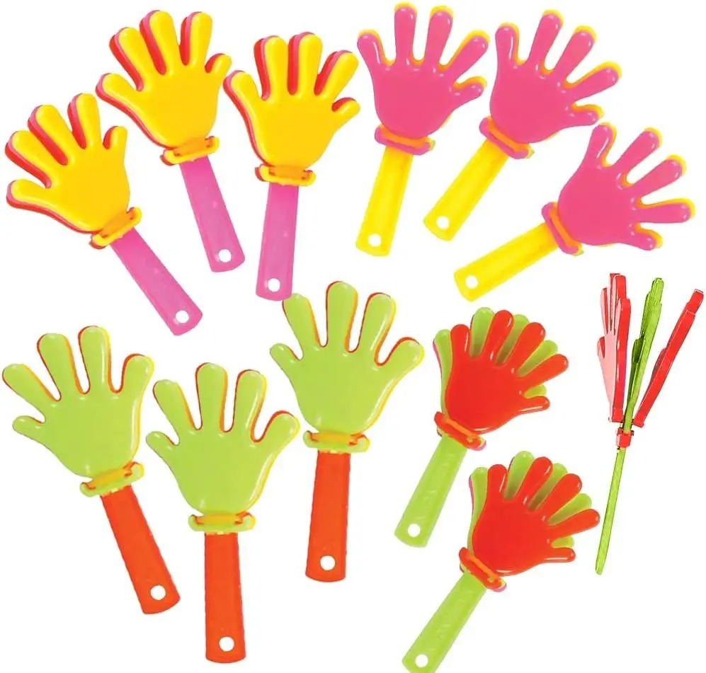 Mini Hand Clappers Noisemakers - Pack of 48 - 3"es Assorted Plastic Noisemakers for Sports, Parties, and Concerts - Best Birthday Party Favors and Goodie Bag Fillers for Boys and Girls