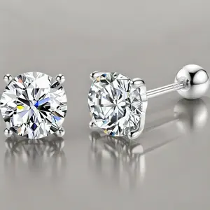 Moissanite Stud Earrings 1/2/3ct, D Color Vvs1 Clarity, Gold Plated, Hypoallergenic, Sterling Silver for Women