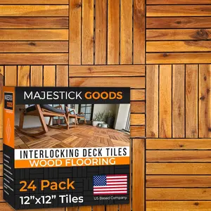 Interlocking deck tiles snap together wood flooring 12 x 12 acacia hardwood outdoor flooring for patio click floor decking tile water resistant balcony flooring wooden parquet flooring 24 sq ft