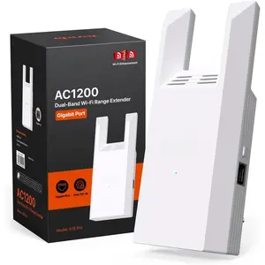 WiFi Range Extender AC1200 - WiFi Extender with Gigabit Ethernet Port, 1.2Gbps  Signal Booster, Dual Band, Up to 1600 Sq & 32 Devices (A18Pro)