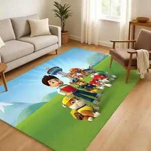 Anime Cool P-Paw P-PatrolS Floor Mat Ultra Soft Thickened Flannel Floor Rug Cartoon Pattern Rug Decorative Rug Non-Slip Washable Home Decorative Rugs Living Room Bedroom Home Decoration Mat