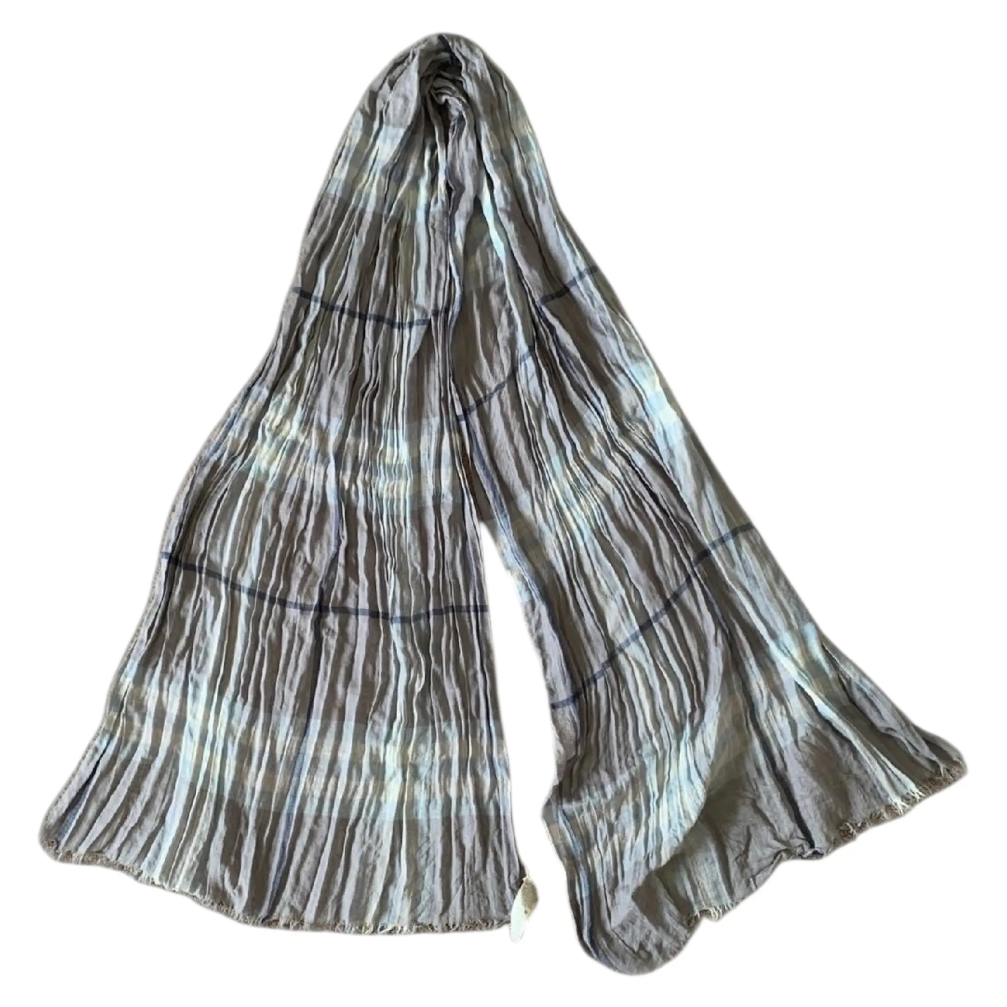 Pre-owned Authentic Burberry unisex long check wool and silk scarf