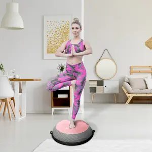 [Fahuac] 23" Balance Ball Balance Trainer with Resistance Bands – 660Lbs Capacity Anti Burst Half Ball, Anti-Slip Surface for Home Gym Core Ab Training Yoga Fitness Stability Workout, Includes Foot Pump