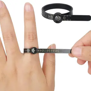 Ring Sizer Measuring Tool Sizing Tool  Rings Size,   Finger Size Gauge Measuring Tool Ring Sizer with Lens, 1-17 Black  Sizing Tool Tape with Magnified Glass Scale