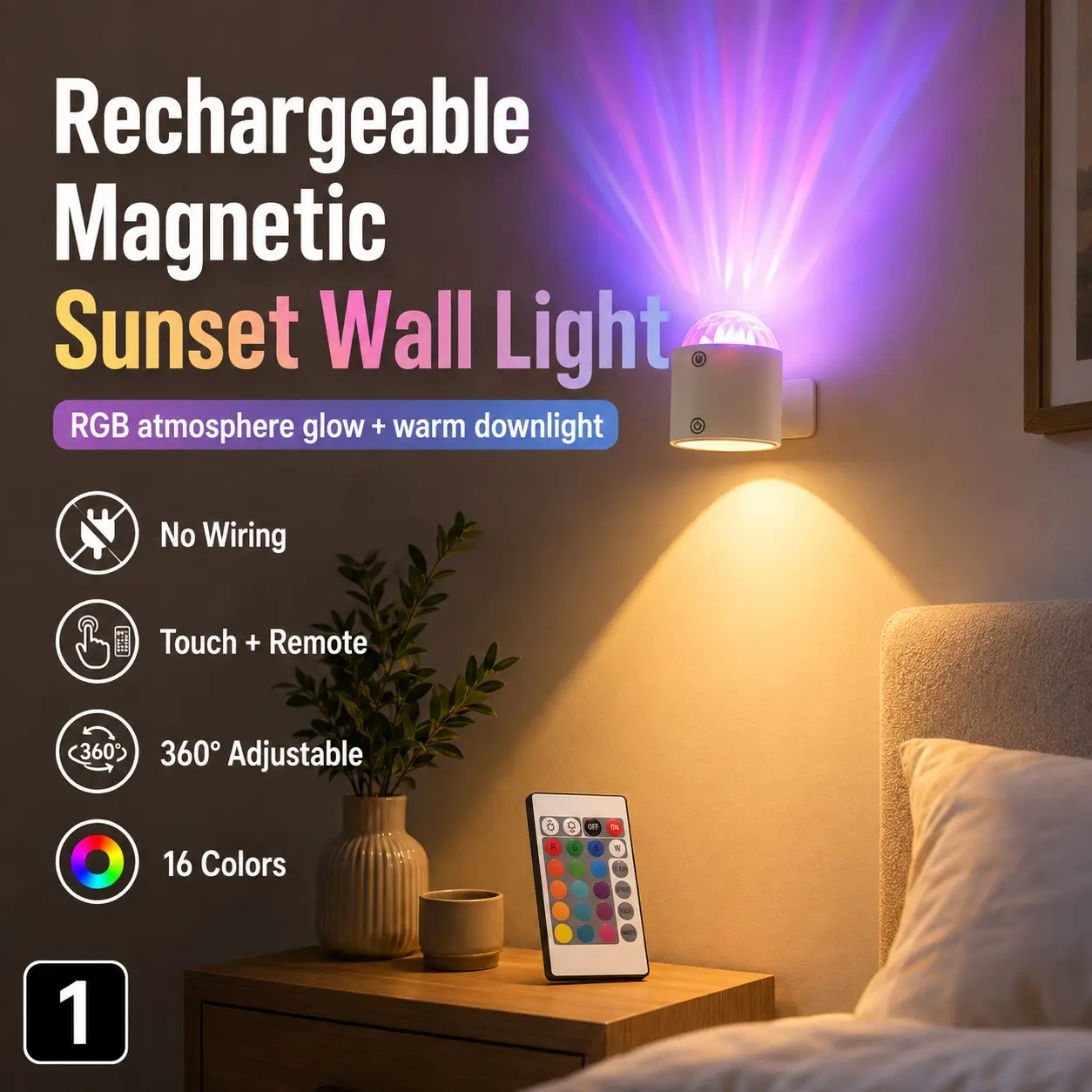 Northern Lights Projector for Bedroom,  Aurora & Ocean Wave 16 Effects,  Color Changing LED Ambient Light for Room Decor & Party