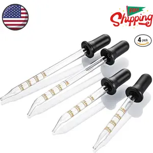 4 Pack, 1 mL Glass Eye Dropper with Measurement - Long & Short