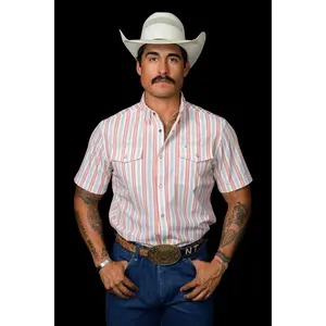 The Jake in Salmon - Short Sleeve Pearl Snap Shirt
