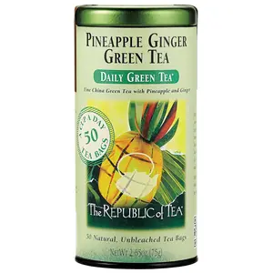 The Republic of Tea-Pineapple Ginger Daily Green Tea, 50 Tea Bag Tin