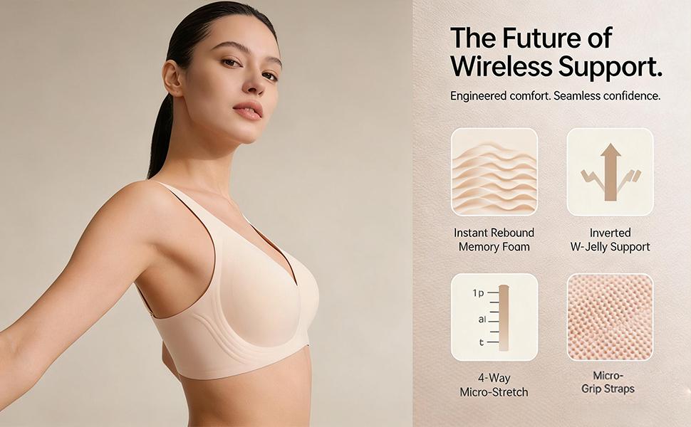 EssElegance  Bra with Seamless Back Smoothing & Posture Support. Features Backless Lift Technology and Wire-Free Push-Up Style. Unlined, Ultra-Breathable Comfort for Everyday, Livestream, & Formal Events. tshirt  approved zip front nonslip yoga