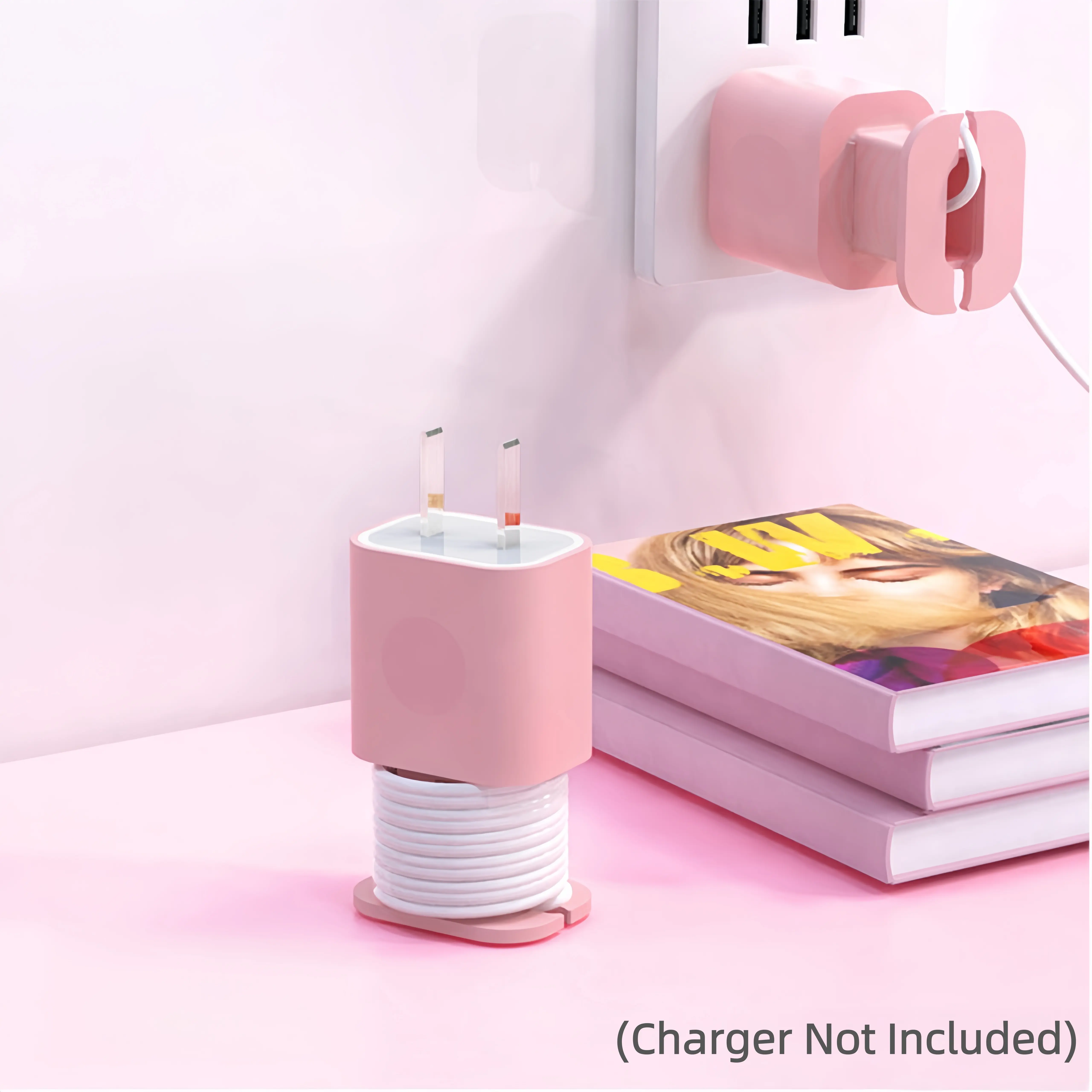 2 in 1 Silicone Charger Protector with Cord Wrap, iPhone Silicone Power Adapter Case, Snapback Charger Winder, Compatible with 18W/20W