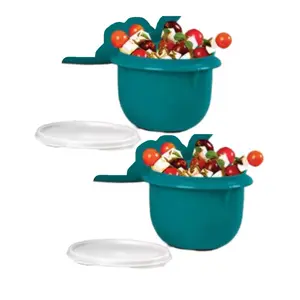 Set (2) Classic Flat Bottom Mixing Bowls in Teal - Versatile Tableware for Various Mixing and Preparation Needs Stylish