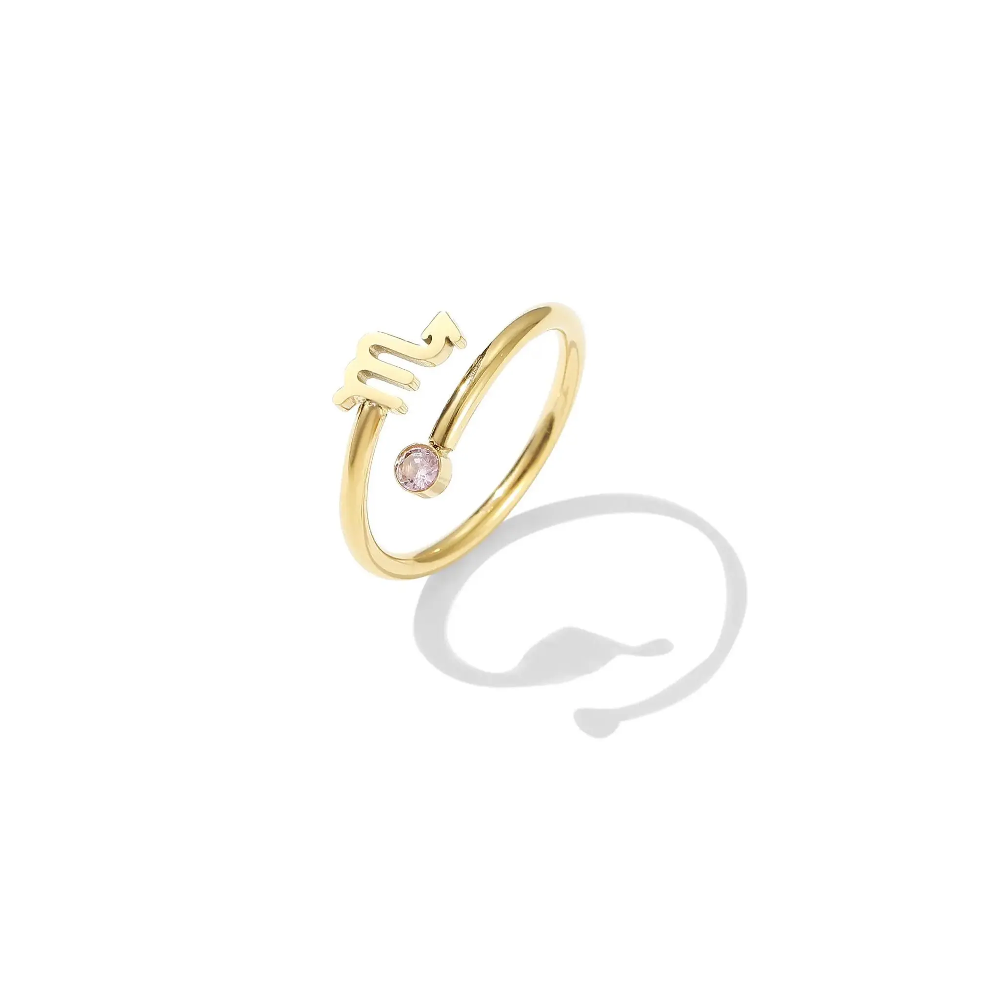 18k Gold Plated Scorpio Ring with Cubic Zirconia Stone - Adjustable Size