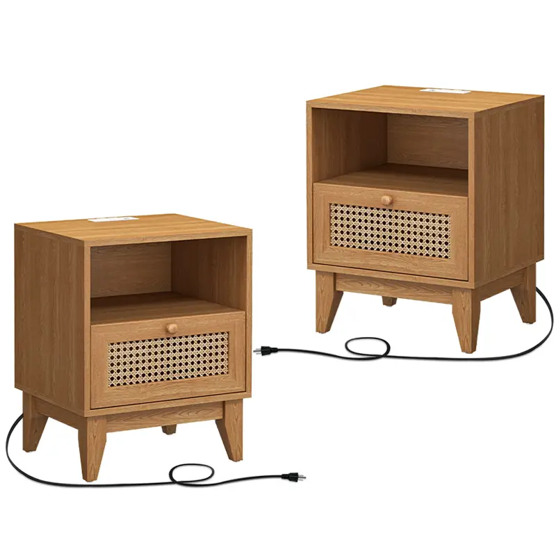 Topwin Set of 2 White Antique Bedside Tables–Vintage-Inspired Nightstands for Bedroom Storage and Decoration LED Bedside Organization Minimal Wood