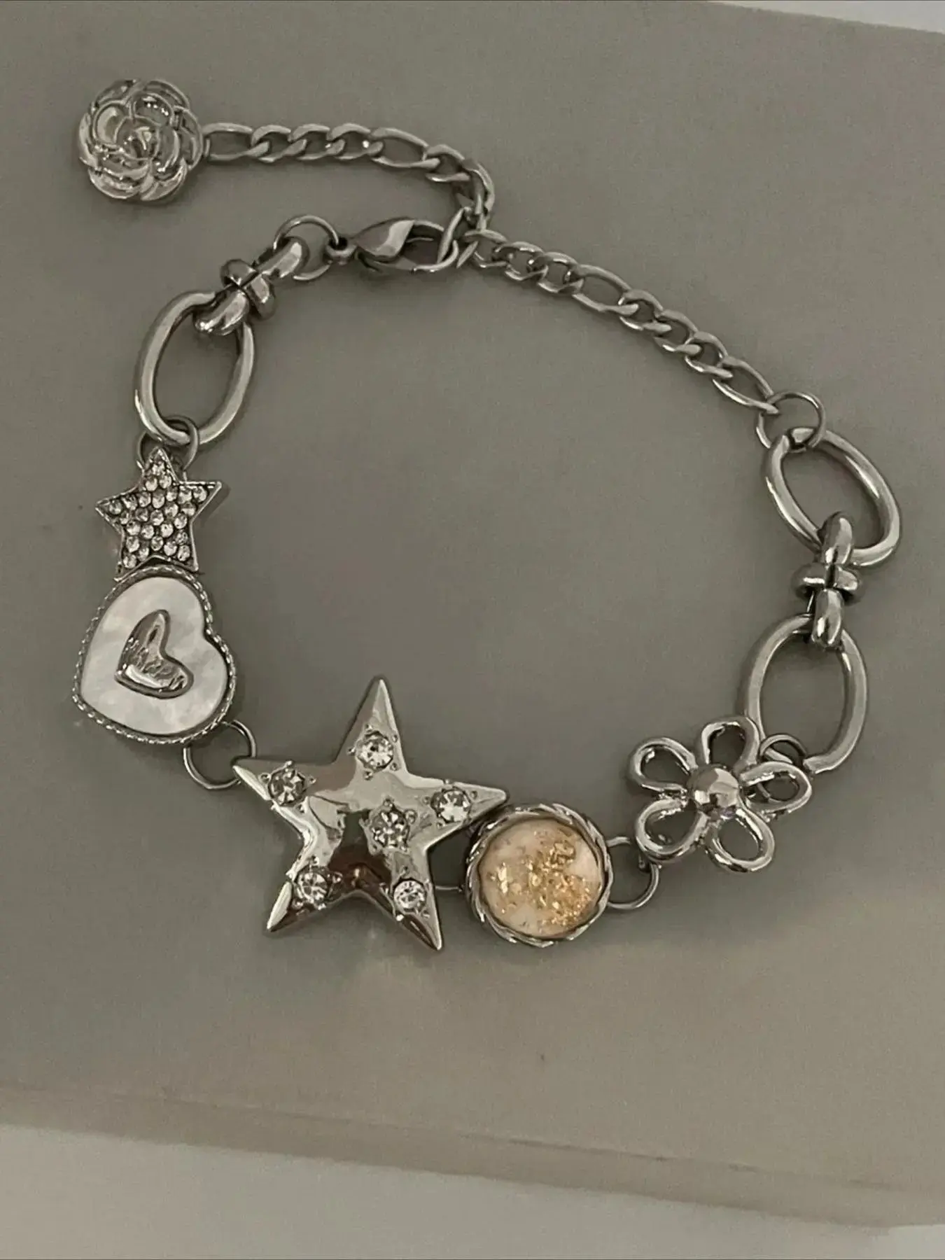 Y2K Sweet Star Heart Hollow Metal Flower Bracelet, Fashionable Trendy Women's Party Bracelet, Unique Design Versatile Jewelry, Original Bracelets, Exquisite Trendy Bracelet