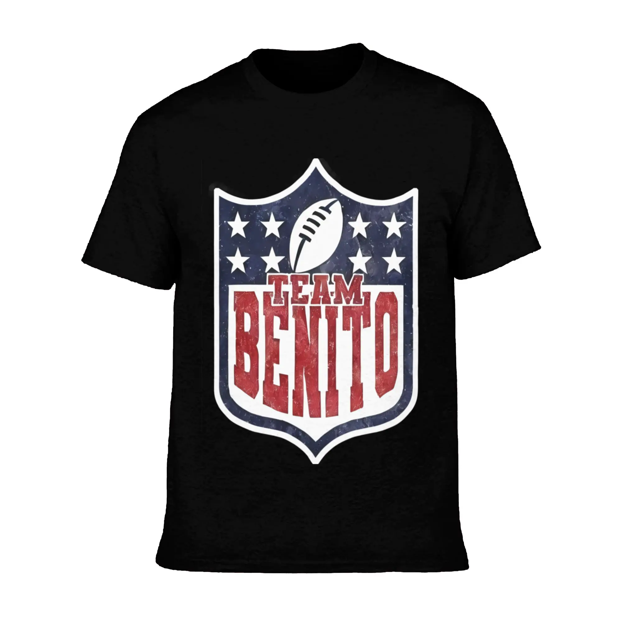 Vintage Team Benito Football T-Shirt |   Patriotic Shield Design Casual Top