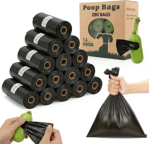 Dog Poop Bags Rolls Refill 280 Count Unscented Doggie Poop Bags with Dispenser Leak Proof and Thick Poo Bag for Pet Waste (Black)
