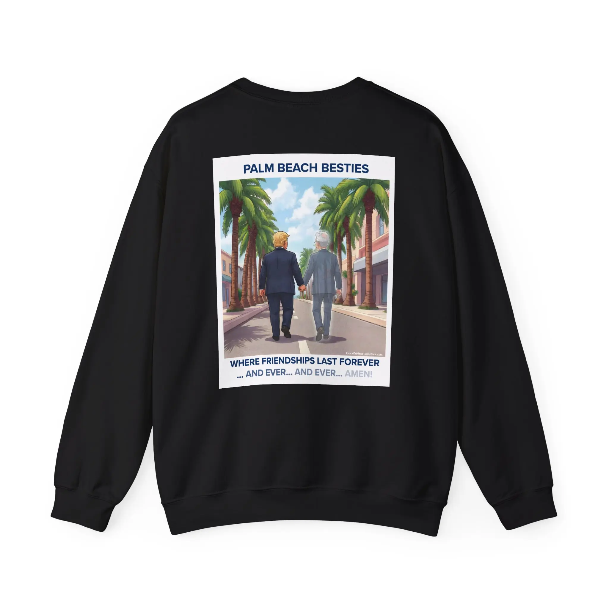 Men's Fitted Casual Ribbed Knit Embroidered Palm Beach Besties Political Satire Sweatshirt - KnockOn.News - 50/50 Cotton-Poly Medium-Heavy Gildan 18000